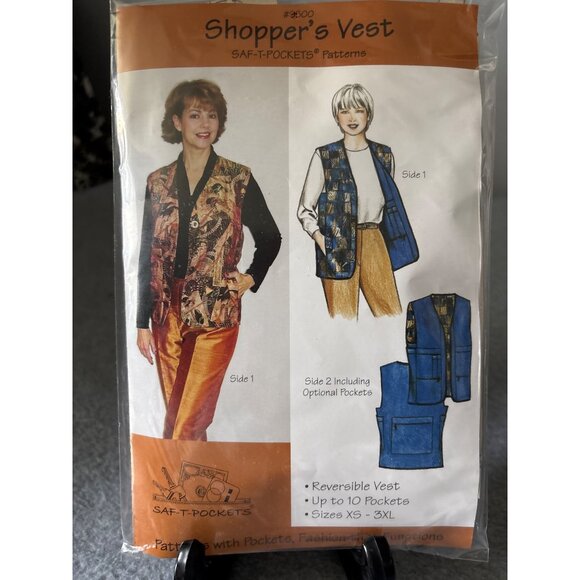 SAF-T-Pockets Shoppers Vest Sewing Pattern #9500 Size XSmall Small Medium 3XL 20 - Picture 5 of 6